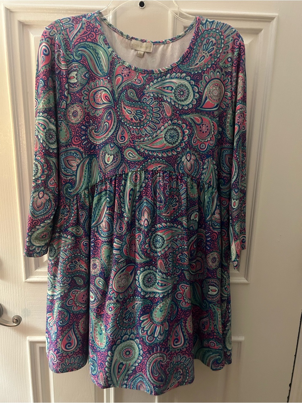 Simple Southern Paisley Print Long Sleeve Tunic